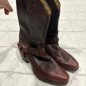 Jack Daniel’s Leather Cowboy Boots Sz 12D Brown Western Country Rodeo